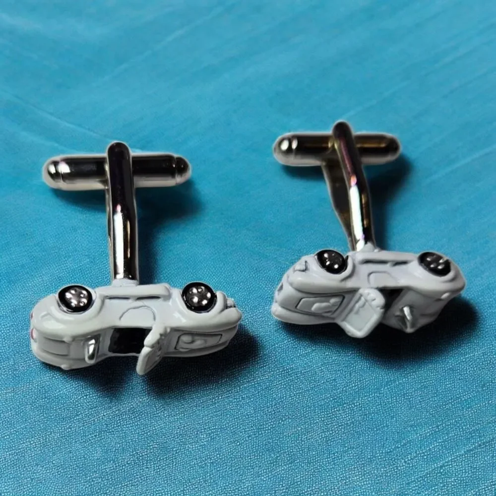 White Convertible Sport Car Cufflinks Tuxedo Formal Prom Office Tux Wedding Gift